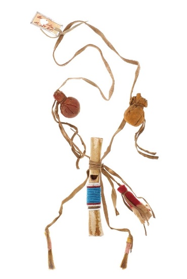 Northern Plains Beaded Whistle & Medicine Bundle