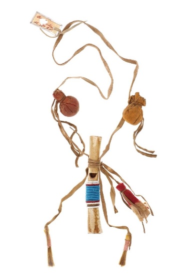 Northern Plains Beaded Whistle & Medicine Bundle