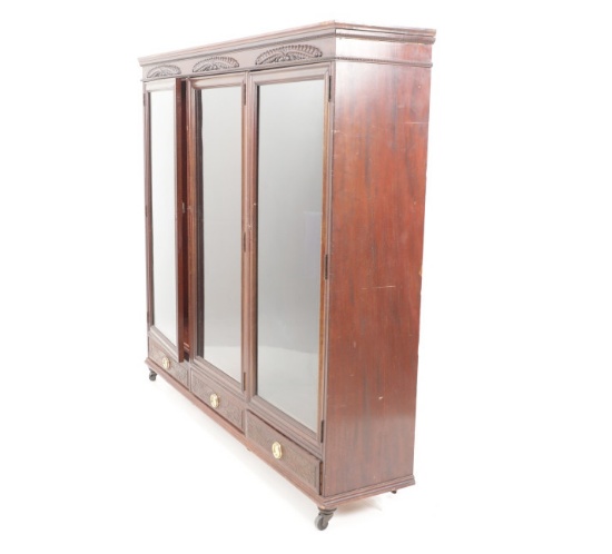 Large Mahogany & Glass Door Display Cabinet