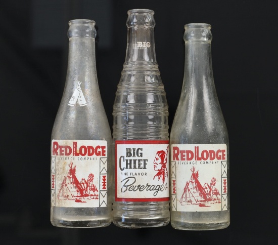 Red Lodge & Big Chief Beverages Glass Bottles (3)