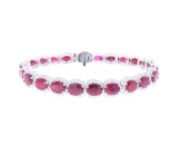 RARE Burmese Ruby & VS2 Diamond Platinum Bracelet