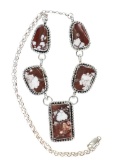 Navajo H. Tsosie Silver Wild Horse Jasper Necklace