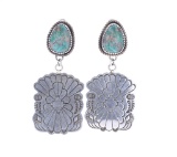 Navajo Tom Sterling Silver Ajax Turquoise Earrings