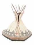 Polychrome Mounted Hide Wicker Tee Pee Display