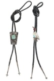 Two (2) Puebloan Silver Bolo Ties, circa mid 1900s