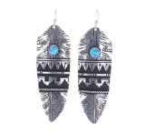 Navajo R Singer Sterling Silver Turquoise Earrings