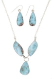 Navajo J. Begay Silver Larimar Necklace/ Earrings