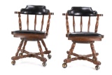 Buckstaff Oak Rotating Chair Pair c. 1950's