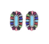 Navajo B. Slim Sterling Silver Multistone Earrings