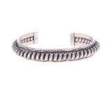 Navajo Leonard Tahe Sterling Silver Rope Bracelet