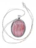 Navajo C. Tom Sterling Silver Rhodonite Necklace