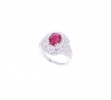 2.32ct Ruby & VS1 Diamond PT950 Platinum Ring