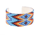 Navajo Copper Hide Trade Seed Bead Bracelet