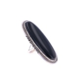 Navajo/ Dine Begaye Sterling Silver & Jet Ring
