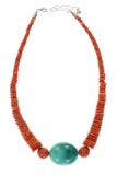 Red Jasper & Large Turquoise Graduated Necklace