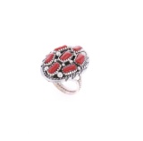 Navajo Chee Sterling Silver Red Branch Coral Ring