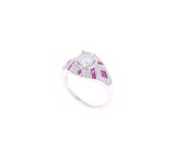 0.63cts Ruby & VS2 Diamond 14k White Gold Ring