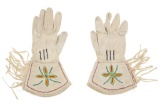 Southern Plains Beaded Hide Gauntlet Gloves