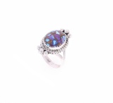 Navajo R Sam Sterling Silver Mojave Turquoise Ring