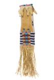 Ca. 1870 Cheyenne Four Tab Beaded Hide Pipe Bag