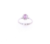 Pink Sapphire & Diamond 12k White Gold Ring