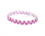GGA Rare Burmese Ruby, Platinum & Diamond Bracelet