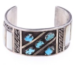 Navajo Bisbee Turquoise Mother of Pearl Bracelet