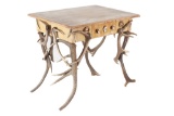 19th C French Black Forest Antler & Burl End Table