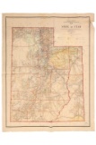 Utah Map Cloth Backed & Colored By H. King 1902