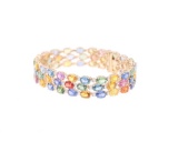 40.77ct Multi-color Sapphire Diamond 14k Bracelet