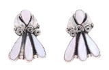 Navajo F. Arviso Silver Mother of Pearl Earrings