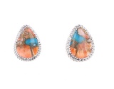Navajo J. Begay Oyster Copper Turquoise Earrings