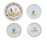 Quimper Pottery Hand Painted Faience Plates (4)