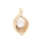 1.10ct Diamond 14k Yellow Gold Flame Pendant