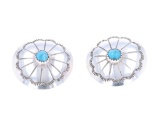 Navajo Sterling Silver Turquoise Concho Earrings
