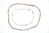 Navajo Silver & Heishi Beaded Fetish Necklace Pair