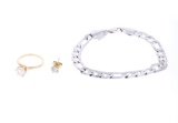 WGB Link Chain Bracelet 14k Ring & Stud Earring
