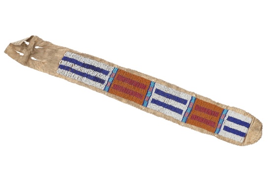 19th-century Sioux Beaded Buffalo Hide Drop