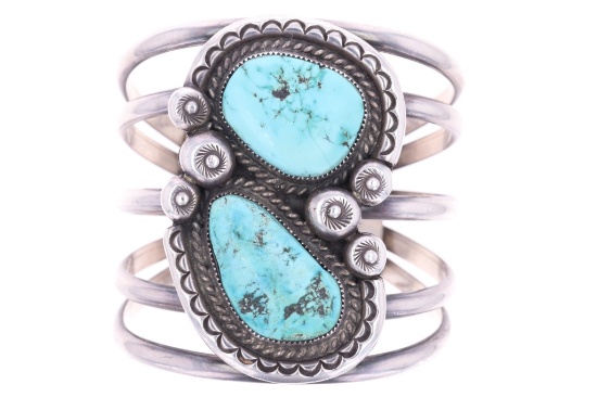 Old Pawn Navajo Sleeping Beauty Turquoise Cuff