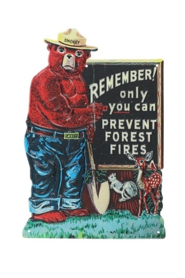 Smokey The Bear Embossed Polychrome Sign