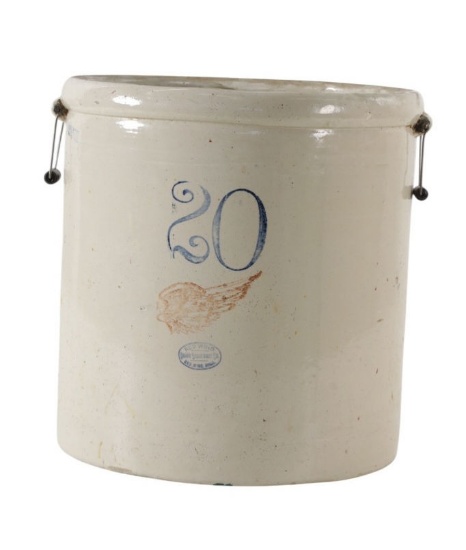 Antique 20 Gallon Red Wing Stoneware Crock 1915