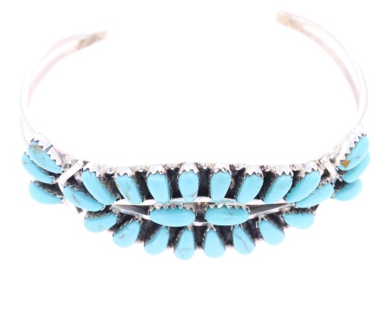 A Beautiful Navajo Petit Point Turquoise Bracelet