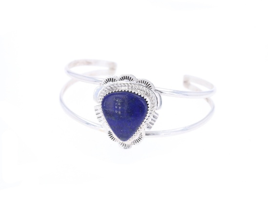 Navajo Herbert Tsosie Silver Lapis Lazuli Bracelet