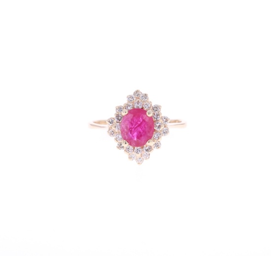 1.44ct Ruby & VS2 Diamond 14k Yellow Gold Ring