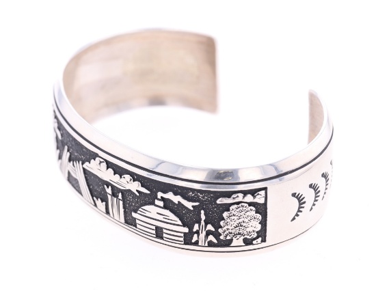 Navajo Tommy Singer Silver Storyteller Bracelet
