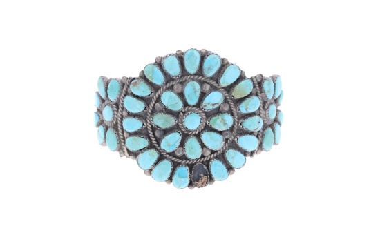 Ca. 1950 Navajo Petit Point Cluster Turquoise Cuff