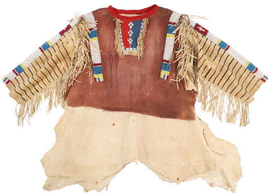 Ca. 1950s Plains Beaded & Painted Mens Shirt