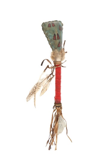 Plains Indian Parfleche Ceremonial Rattle 1950s