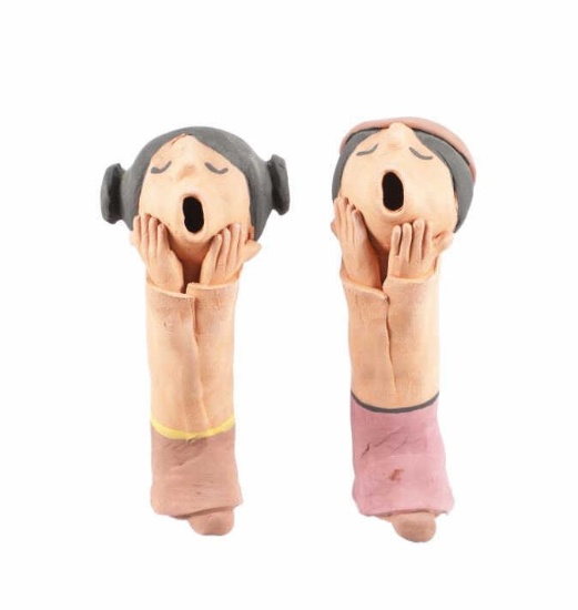 Taos Pueblo Juan Sandoval Sculpted Pottery Figures