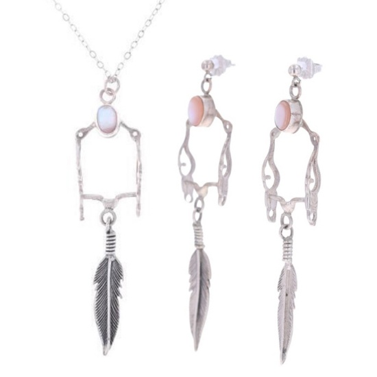 Navajo Sterling Horse Bit Necklace & Earring Set